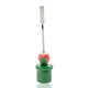 Bulk head-shop piranha plant dabber side view; red dotted head, green stem, steel blade tip, 4-inch concentrate accessory