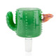 Green cactus Proxy attachment with raised glass spines and orange flower, 14.5 mm male joint; front view for wholesale head-shop catalog pages. Green cactus Proxy attachment with raised glass spines and orange flower, 14.5 mm male joint; front view for wholesale head-shop catalog pages.
