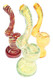 Assorted mini spiral striped color-changing glass Sherlock bubblers with curved necks for retail displays