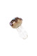 Donut Puffco Proxy ball cap in borosilicate with chocolate glaze and pastel sprinkles, clear tapered stem, wholesale accessory front angle on white.