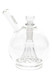 Clear GRAV globe bubbler with angled straw mouthpiece and 14.5 mm female joint, 4.75" height; conical 10-hole perc on stable base for wholesale showcases.