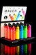 Bulk retail counter display of 15 neon Maven Alpha torch lighters.
