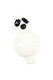 White glass 2-inch Bubble Buddy carb cap with black eyes; wholesale head-shop accessory, front view on white background.