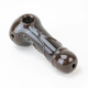 Profile view of 4" brown glass spoon pipe showing sculpted contours and compact base; wholesale novelty hand-pipe product shot. Profile view of 4" brown glass spoon pipe showing sculpted contours and compact base; wholesale novelty hand-pipe product shot.