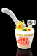 Studio shot on black of 6.5" noodle-cup mini rig with gray fork, yellow “noods,” clear GoG joint; premium wholesale water-pipe listing, right-side angle.