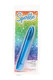 Blue glitter Sparkle Slim Vibe in blister card, ABS plastic with push-button, waterproof 3-speed; retail-ready wholesale packaging, front view.