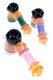 6.5-inch gold-fumed hammer bubblers with neon accents and ringed grips, black mouthpieces, pink/green/purple stems, angled top view for wholesale display