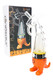Lookah Dinosaur electronic dab rig with clear glass dinosaur top and orange base, shown alongside box art