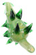 Head-shop wholesale 6-inch silver-fumed porcupine glass pipe, green variant with raised spike accents and bowl, angled close-up on white.
