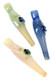 Angled trio of 4" silver-fumed color-changing glass frog chillums in green, blue, and amber—tapered bodies for wholesale head-shop displays.