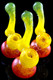4" Mini Rasta Frit Glass Sherlock Bubbler - B1452