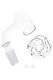 GRAV branded spinner cap with seamless quartz banger and two pearls, head-shop supply kit, clear 14.5 mm male joint, high-key studio angle on white.