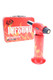 Red Flame On Inferno Pro torch with tin toolbox, flame graphics, front view — bulk torch lighter for smoke shops.