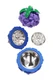 Open 2.5" Devil Fruit grinder with blue shell, metal teeth, screen, and scraper for wholesale grinders