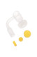14.5 mm male frosted terp slurper banger plus yellow 20 mm marble, 12 mm marble and 6×14 mm pillar; wholesale head-shop kit, overhead white shot.