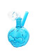 Blue 3.5" pumpkin skull glass oil burner rig with clear 14.5 mm dome, front three-quarter on white—compact piece for wholesale head-shop displays. Blue 3.5" pumpkin skull glass oil burner rig with clear 14.5 mm dome, front three-quarter on white—compact piece for wholesale head-shop displays.