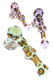 Neon frit glass hammer bubblers with leopard-spot accents in green and purple tones; 8" head-shop wholesale piece shown grouped at a high-key front angle.