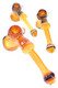 Three gold fumed bubblers with stripe accents for smoke shop purchase.