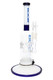 ROOR Tech 12" GoG bubbler in white with blue accents and ten-arm tree perc, wide base and right-angle view for retail smoke gear catalogs. ROOR Tech 12" GoG bubbler in white with blue accents and ten-arm tree perc, wide base and right-angle view for retail smoke gear catalogs.