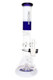 ROOR Tech 14" beaker, blue/white mouthpiece and base, white decal, 5 mm glass with showerhead perc, clear front view for retail smoke gear listings. ROOR Tech 14" beaker, blue/white mouthpiece and base, white decal, 5 mm glass with showerhead perc, clear front view for retail smoke gear listings.
