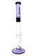ROOR Tech 18" colored straight tube, purple & black trim with black logo, stemless intake and showerhead perc, 45 mm body, studio product photo. ROOR Tech 18" colored straight tube, purple & black trim with black logo, stemless intake and showerhead perc, 45 mm body, studio product photo.