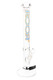 ROOR 18" glass straight tube, blue & orange outline decal, 50 mm diameter with ice catcher and ground joint, angled studio shot for smoke-shop resale. ROOR 18" glass straight tube, blue & orange outline decal, 50 mm diameter with ice catcher and ground joint, angled studio shot for smoke-shop resale.