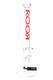 ROOR 18" straight shooter, solid red outline logo, thick 5 mm borosilicate with ice pinch and downstem, front angle on white for wholesale catalog. ROOR 18" straight shooter, solid red outline logo, thick 5 mm borosilicate with ice pinch and downstem, front angle on white for wholesale catalog.