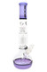 ROOR Tech 14" bubble-base beaker, purple/black accents with platinum logo, 5 mm glass with tree perc and splash guard, retail smoke gear photo on white. ROOR Tech 14" bubble-base beaker, purple/black accents with platinum logo, 5 mm glass with tree perc and splash guard, retail smoke gear photo on white.