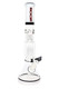 ROOR Tech 14" beaker, white/black accents with red logo, clear borosilicate, tree perc and ice catcher; front view for head-shop product pages. ROOR Tech 14" beaker, white/black accents with red logo, clear borosilicate, tree perc and ice catcher; front view for head-shop product pages.