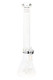18" ROOR Tech clear stemless beaker for wholesale, subtle white “Platinum” logo, showerhead perc and ice pinch, 50 mm body, studio front angle. 18" ROOR Tech clear stemless beaker for wholesale, subtle white “Platinum” logo, showerhead perc and ice pinch, 50 mm body, studio front angle.