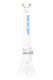 ROOR Tech 18" clear beaker, “Too Blue” patterned logo, stemless intake and showerhead perc, 5 mm glass, front view for head-shop listings. ROOR Tech 18" clear beaker, “Too Blue” patterned logo, stemless intake and showerhead perc, 5 mm glass, front view for head-shop listings.