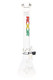 ROOR Tech 18" beaker, rasta color logo, ice pinch above stemline showerhead perc, 50 mm tube and round base, clean studio product shot. ROOR Tech 18" beaker, rasta color logo, ice pinch above stemline showerhead perc, 50 mm tube and round base, clean studio product shot.