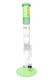 Mint and light green ROOR Tech 18" stemless straight tube, multi-perc stack with ice pinch, 5 mm clear glass, front angle for wholesale head-shop listings. Mint and light green ROOR Tech 18" stemless straight tube, multi-perc stack with ice pinch, 5 mm clear glass, front angle for wholesale head-shop listings.
