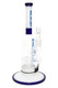 White, blue and clear glass RooR Tech 12" bong with blue decal and barrel perc. Genuine and sold by authorized distributor.