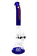 Genuine 5mm thick glass blue and clear RooR Tech bent neck water pipe with orange decal.