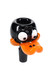 Single black variant: Close-up glossy black 14.5 mm male duck bowl, orange bill, ground glass joint, crisp view for wholesale listings