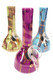 Trio of 6-inch ceramic beaker water pipes with multitone glazes and gold art, clear slide bowls; front three-quarter view for wholesale head-shop listings.