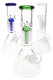 Three 8.5" clear beaker water pipes with blue/green accents and tree perc, wholesale glass assortment