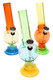 Wholesale sphere-barrel 6" acrylic water pipe set—yellow, cream, blue trio with metal bowl, carb hole, angled front display.