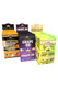 Wholesale King Palm flavored Mini Rolls 15-pack display—Pine Drip, Grape HD, Lemon; five-roll pouches, front-angle counter setup.