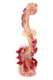 9" spiked silver-fumed glass eyeball sherlock bubbler in red/cream frit, rear angle on white; thick glass head-shop piece for wholesale buyers. 9" spiked silver-fumed glass eyeball sherlock bubbler in red/cream frit, rear angle on white; thick glass head-shop piece for wholesale buyers.
