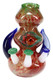 Front view of silver-fumed glass hammer bubbler with sculpted eyeball and mushroom posts, 8" display-case piece for retail smoke shops. Front view of silver-fumed glass hammer bubbler with sculpted eyeball and mushroom posts, 8" display-case piece for retail smoke shops.