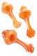 Trio of 5" gold-fumed bubble bowl glass spoon pipes with orange stripe accents, top-down studio view for wholesale head-shop buyers; color-changing finish shown.