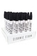 White Rhino ceramic dab straws in 25-piece retail display tray, black silicone caps on white bodies; 5" size, wholesale head-shop counter setup.