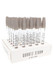 25-piece White Rhino quartz dab straw retail display tray; clear logo tubes with gray silicone caps, front view for wholesale merchandising.