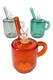 Amber GRAV coffee mug pocket bubbler, 4.5-inch borosilicate glass water pipe, wholesale head-shop supply, front view.