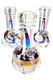 Bulk 7-in soft glass beaker bong with rainbow metallic finish and glow swirl top, group front angle on white background. Bulk 7-in soft glass beaker bong with rainbow metallic finish and glow swirl top, group front angle on white background.