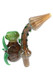 Wholesale 6.5-inch silver fumed sherlock glass bubbler with color-changing frit, green spiked marbles and eyeball accent, front angle view.