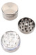 Bulk EVRST gunmetal zinc-alloy 2-piece grinder, disassembled to show interior grinding teeth, studio top-angle product shot.