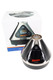 Wholesale Volcano Hybrid vaporizer, Silver & Black desktop unit with retail box, front three-quarter angle showing touch panel and cone design.